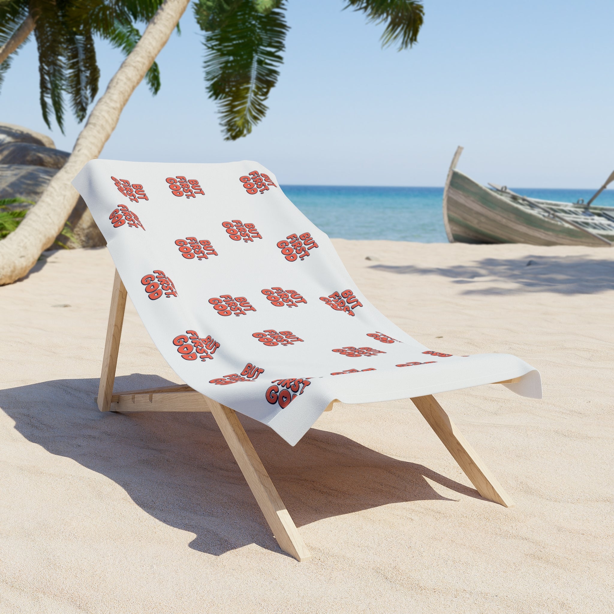 But First God Beach Towel — Faith-Inspired Lightweight Beach Towel