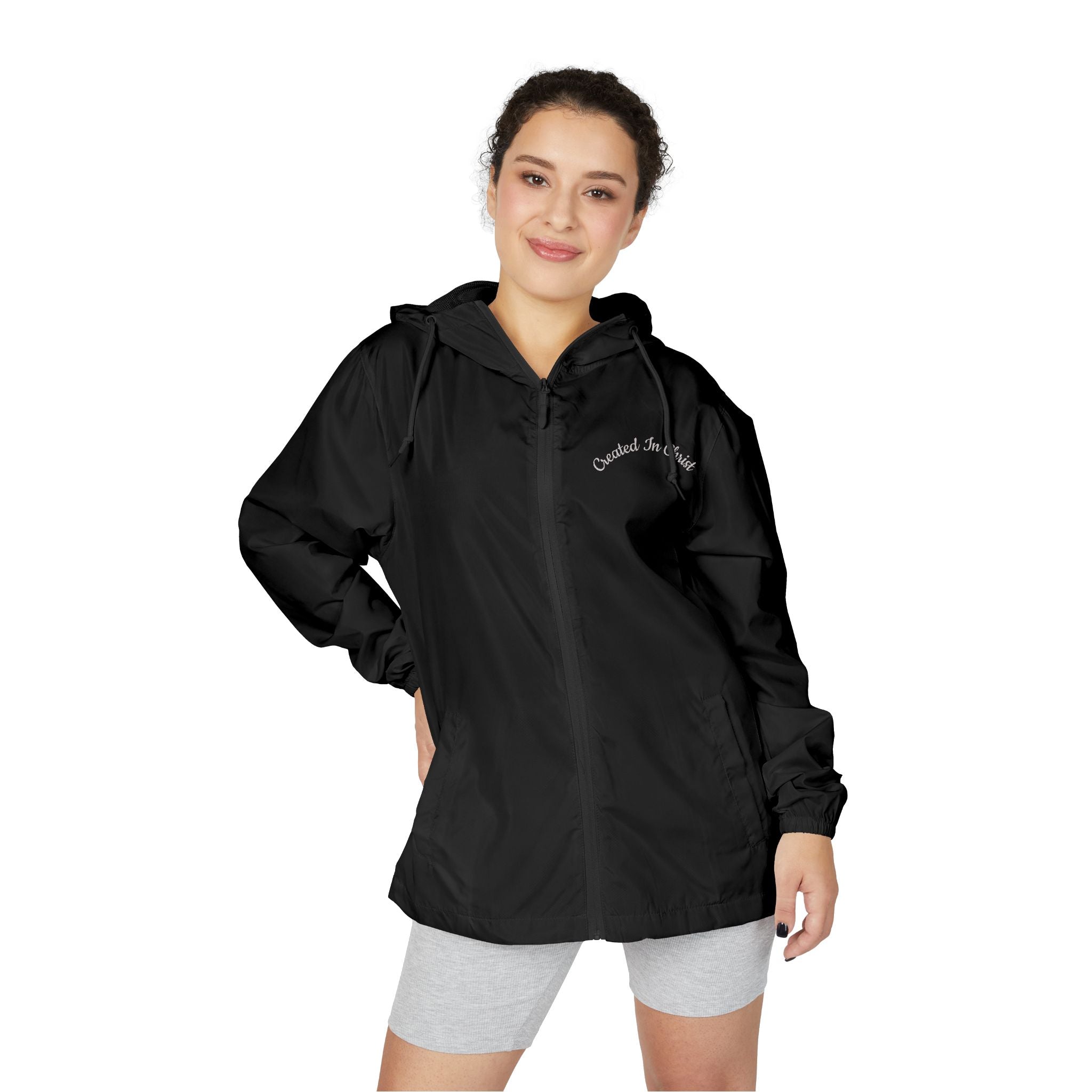 Christ Windbreaker Jacket — White Camo "Conquer the Streets" Lightweight Hooded Zip-Up