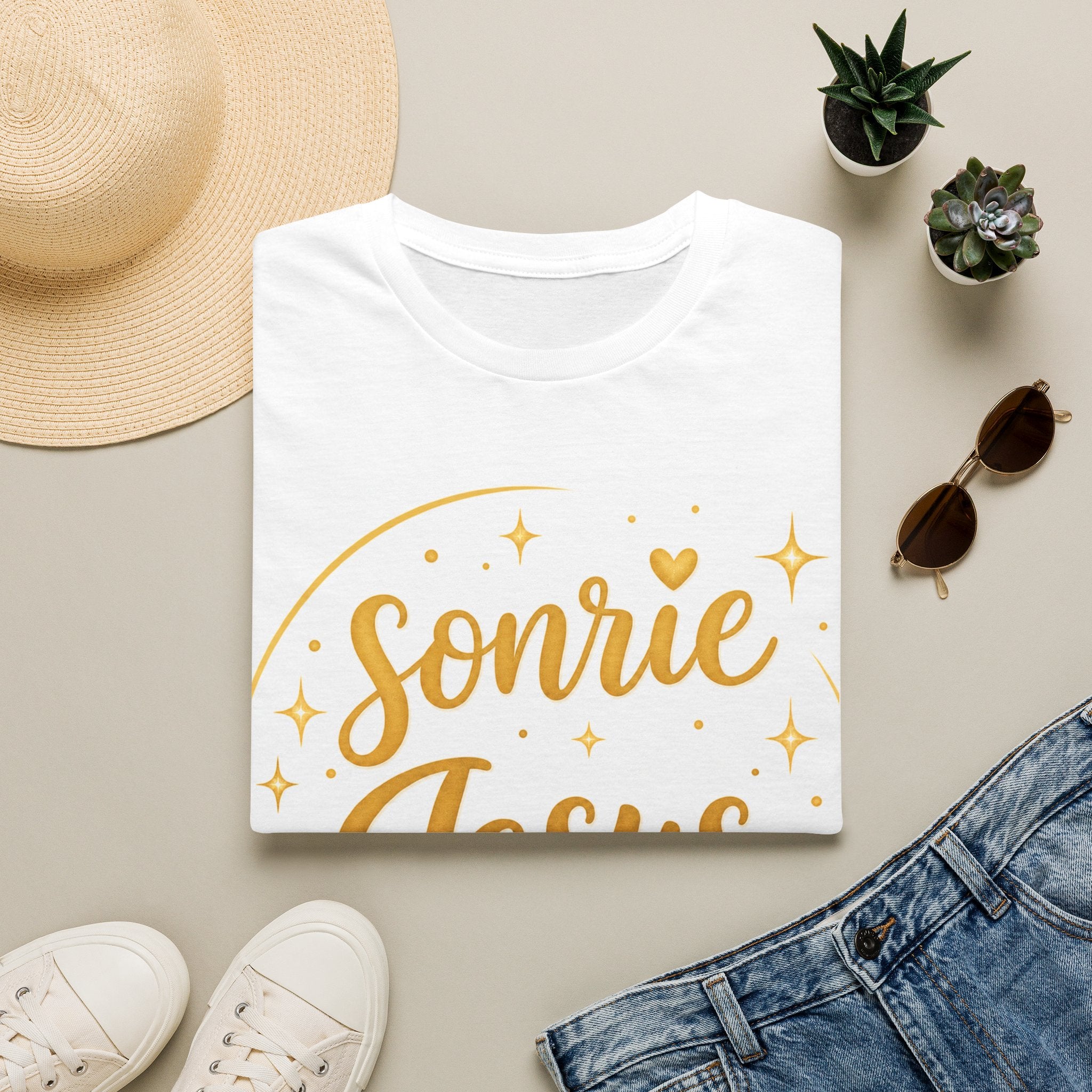 Sonríe Jesús Te Ama T-Shirt — Inspirational Spanish Christian Tee