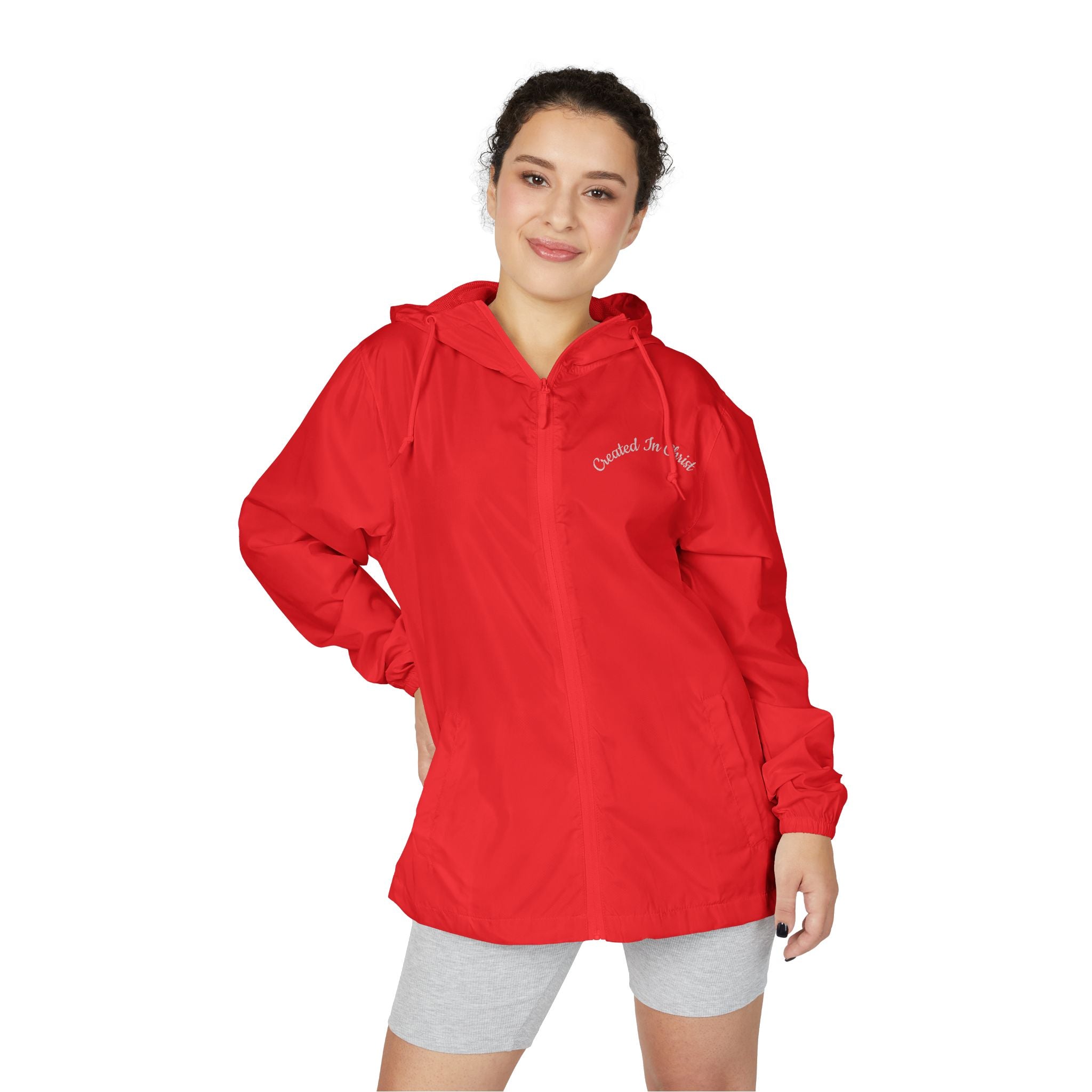 Christ Windbreaker Jacket — White Camo "Conquer the Streets" Lightweight Hooded Zip-Up
