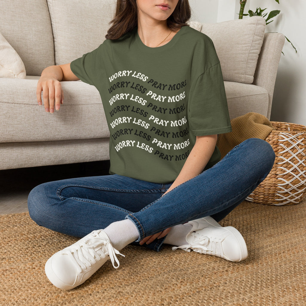 Faith Quote T-Shirt — "Worry Less Pray More”