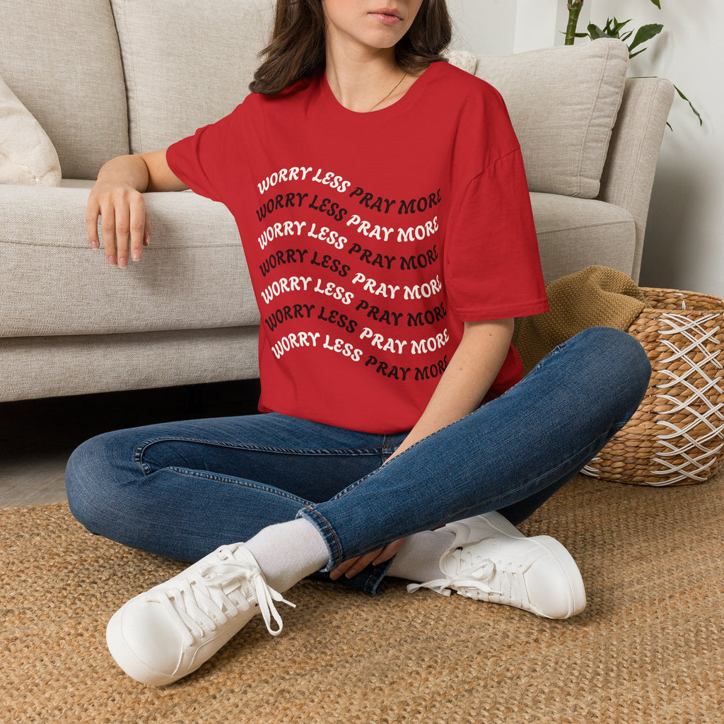 Faith Quote T-Shirt — "Worry Less Pray More”