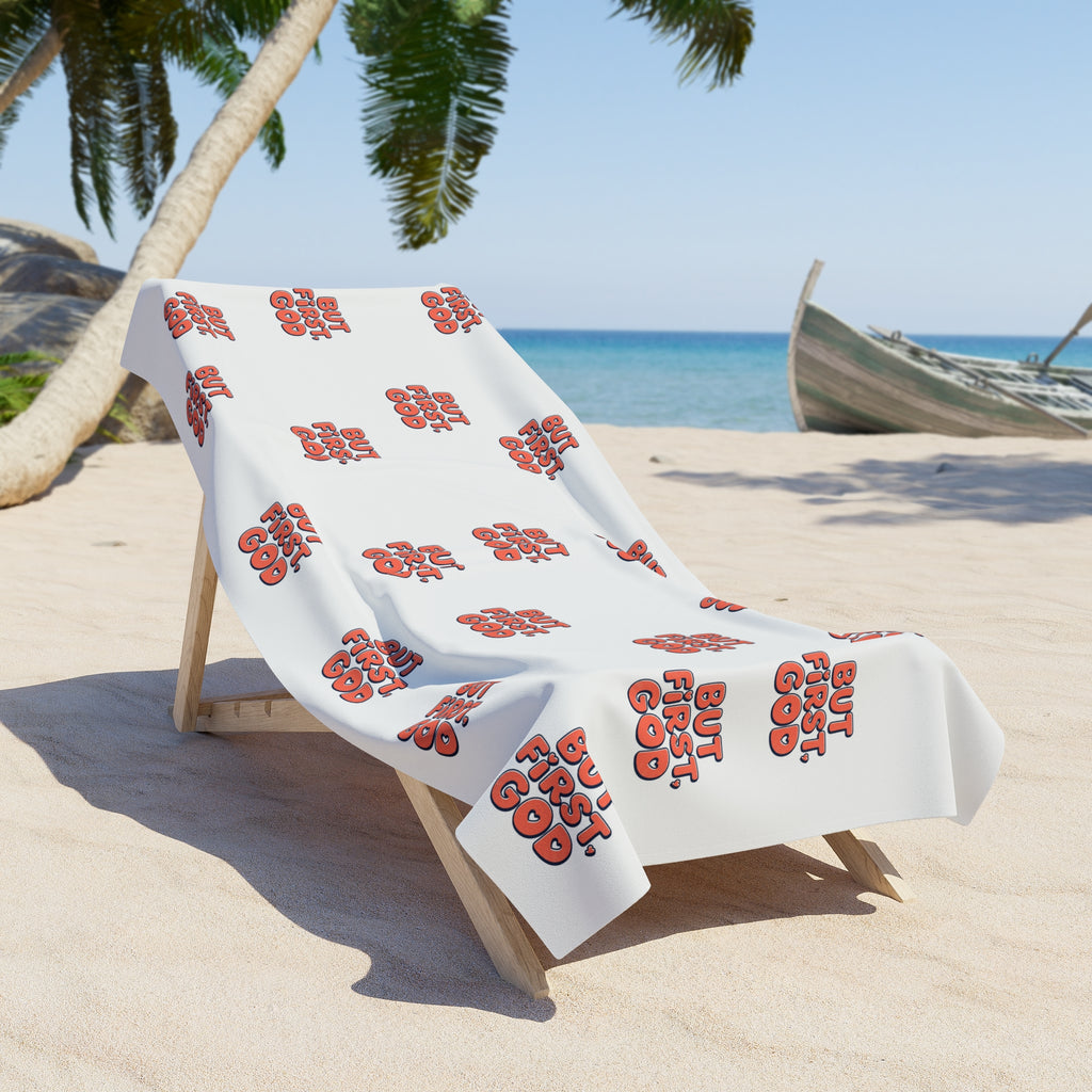 But First God Beach Towel — Faith-Inspired Lightweight Beach Towel