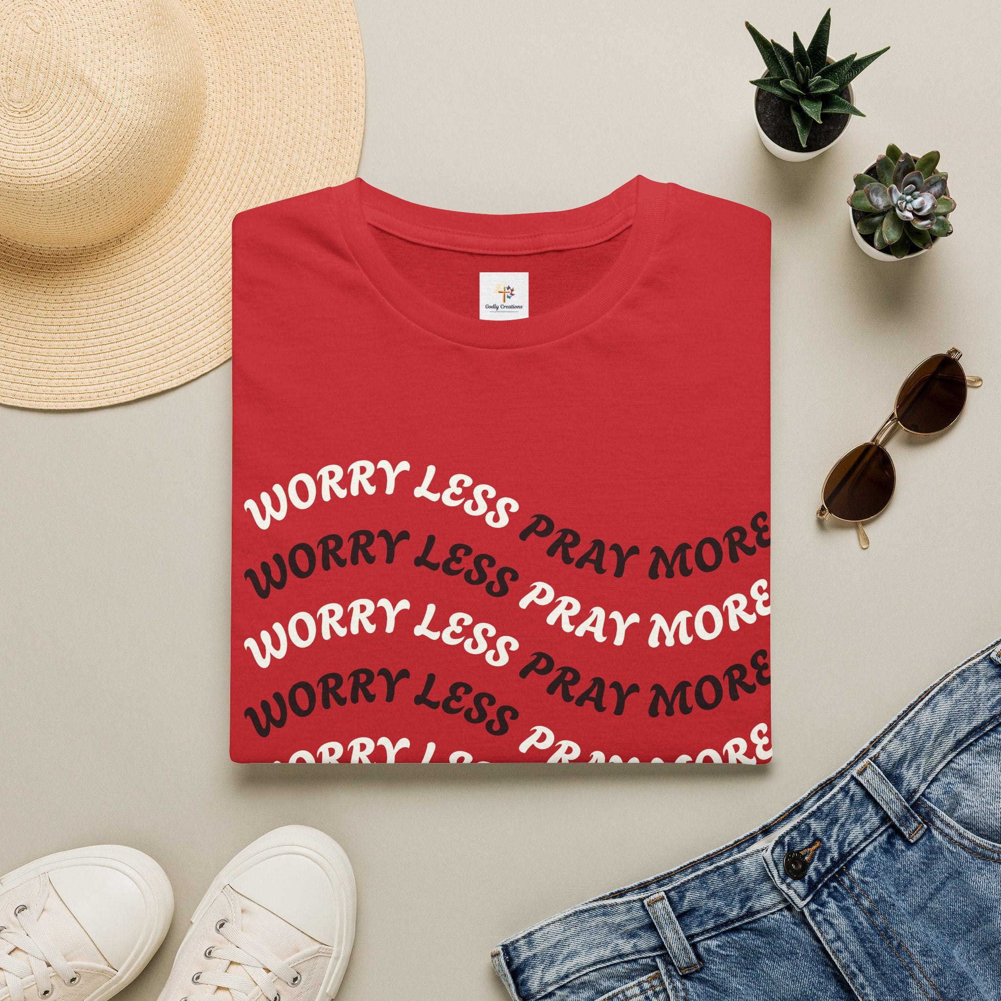 Faith Quote T-Shirt — "Worry Less Pray More”