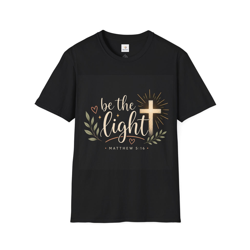 Be The Light Christian T-Shirt — Faith Cross Inspirational Shirt (Matthew 5:14)