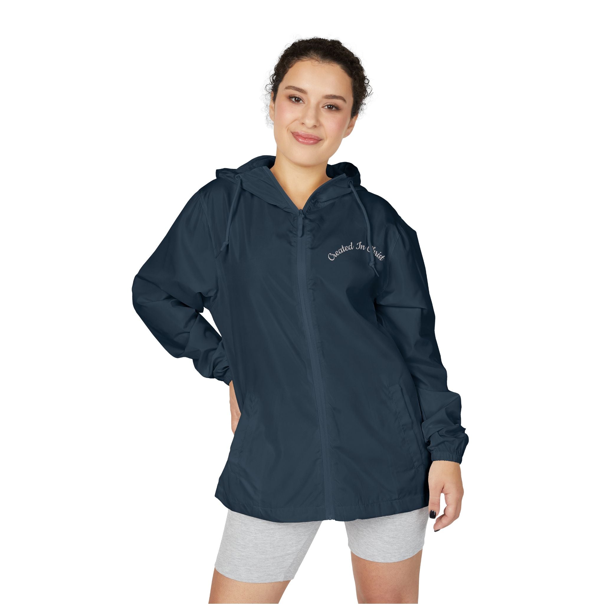Christ Windbreaker Jacket — White Camo "Conquer the Streets" Lightweight Hooded Zip-Up