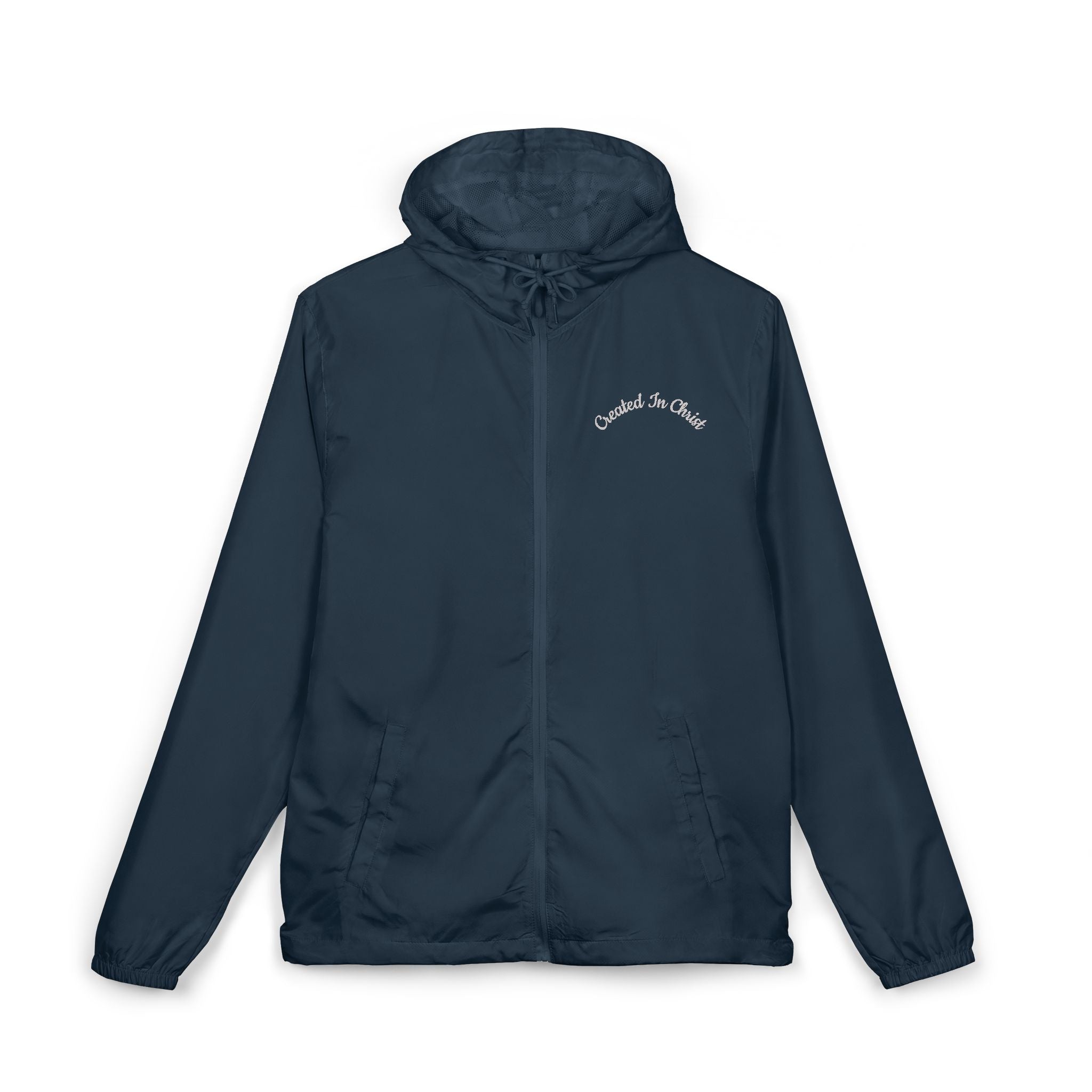 Christ Windbreaker Jacket — White Camo "Conquer the Streets" Lightweight Hooded Zip-Up
