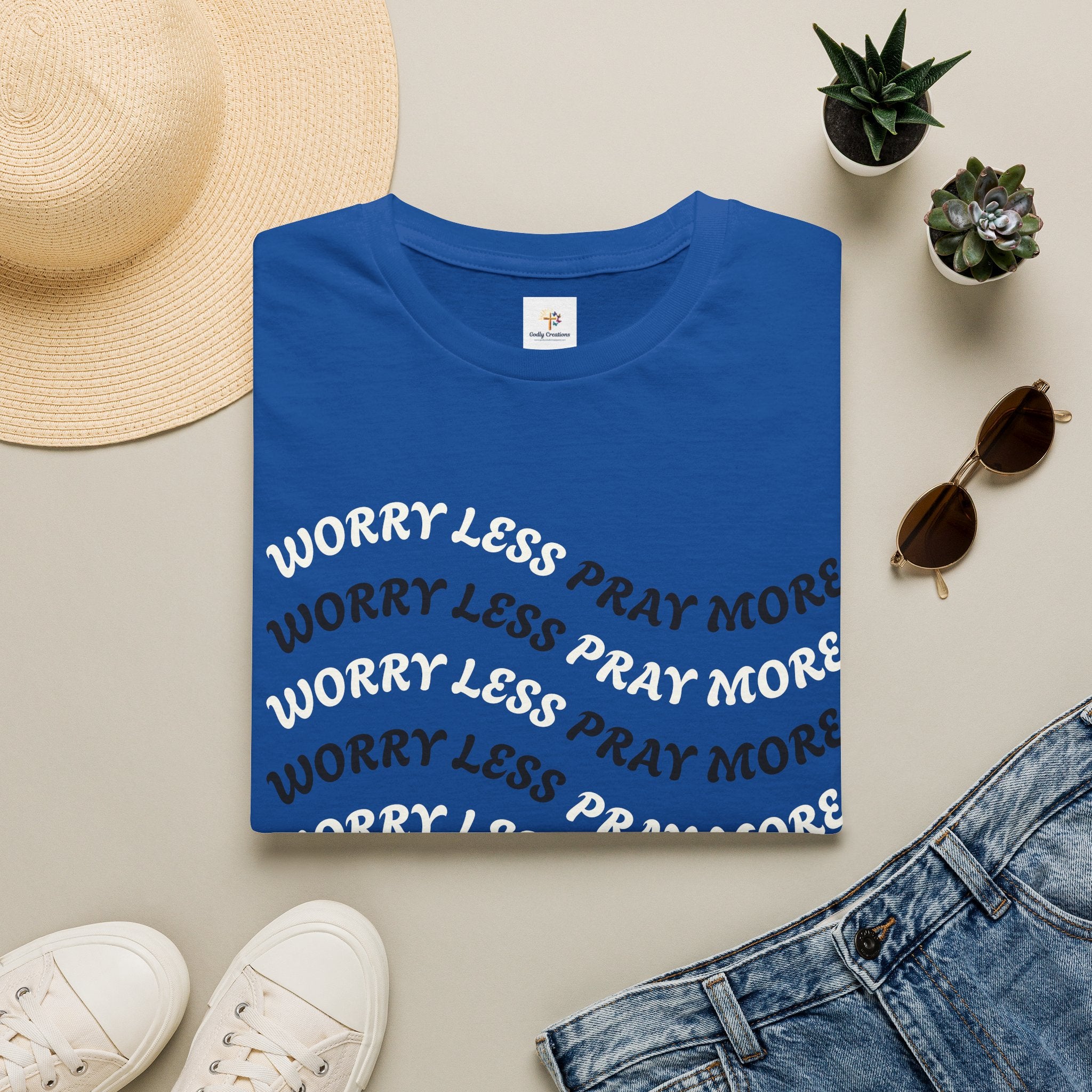 Faith Quote T-Shirt — "Worry Less Pray More”