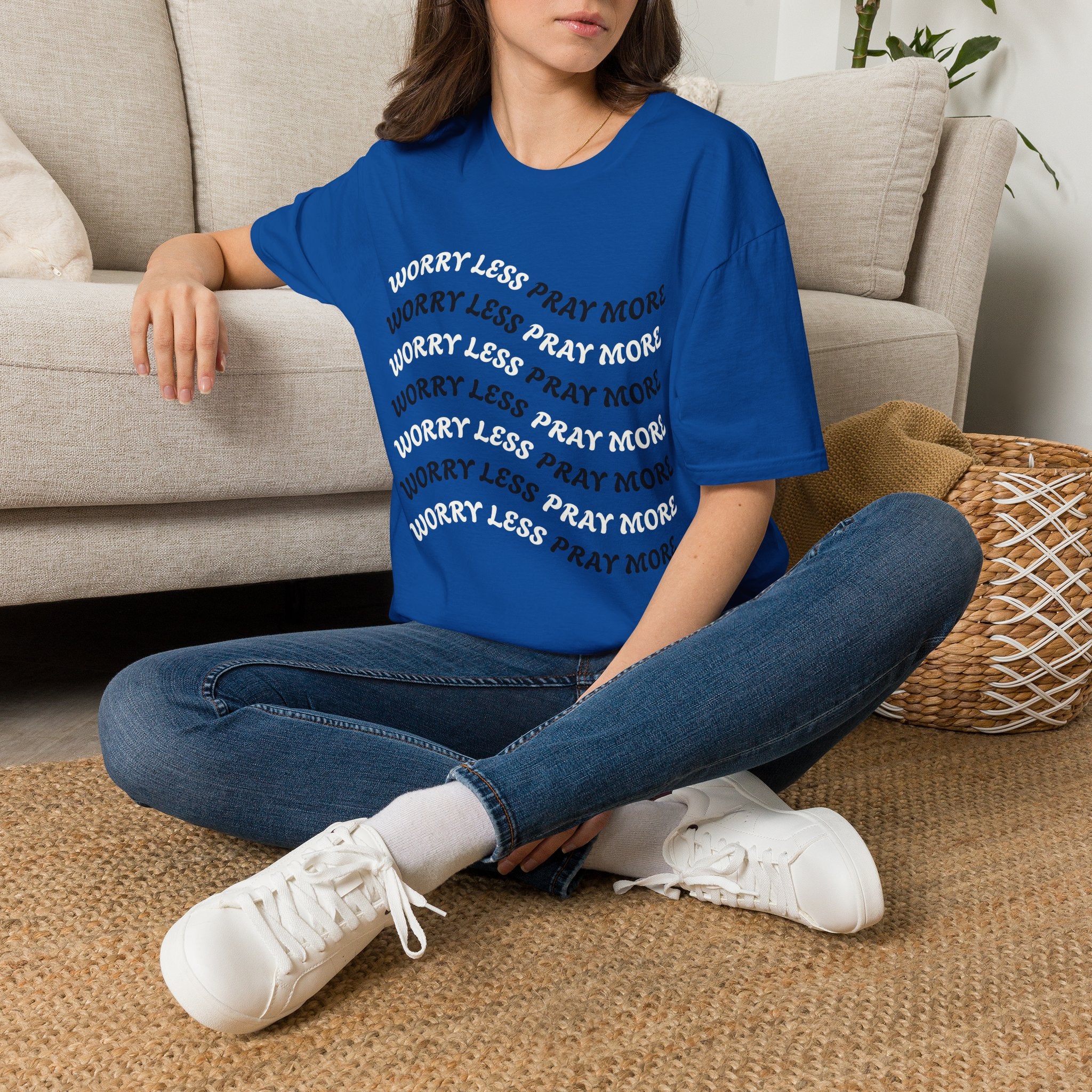 Faith Quote T-Shirt — "Worry Less Pray More”