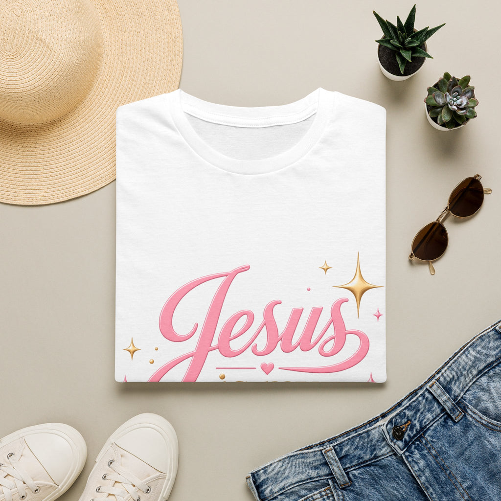Jesus Is My Boss T-Shirt — Pink Script Christian Faith Tee